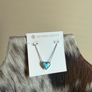 Kendra Scott Silver Necklace with Blue Heart Pendant